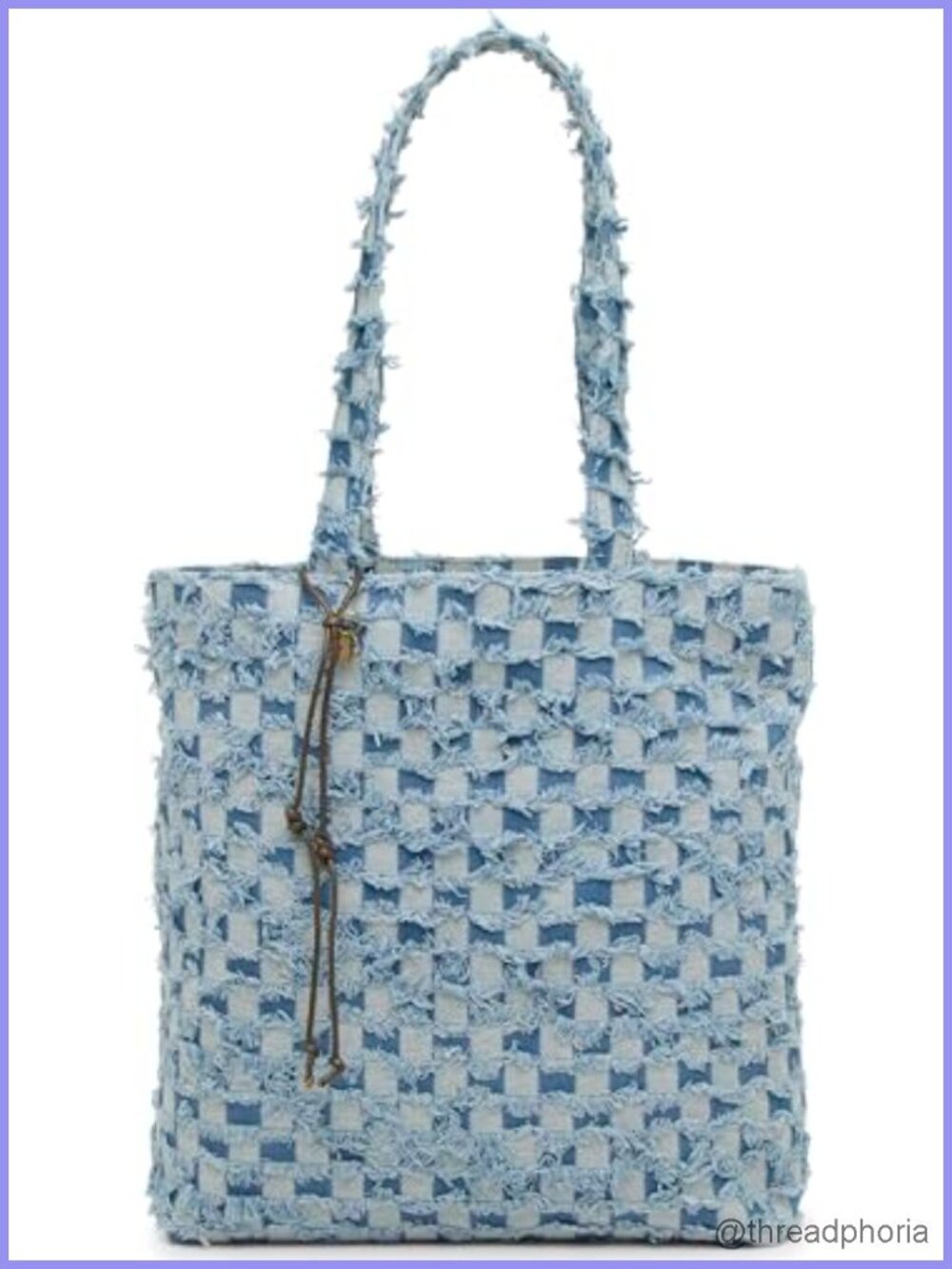 Lucky Brand Pira Denim Check Shoulder Bag Magnet Closure 15x13x4.5
